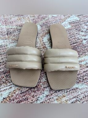 Havaianas Puff Slides You Tan Beige Sand Brown Neutral Rose Gold EUC 9/10 39/40